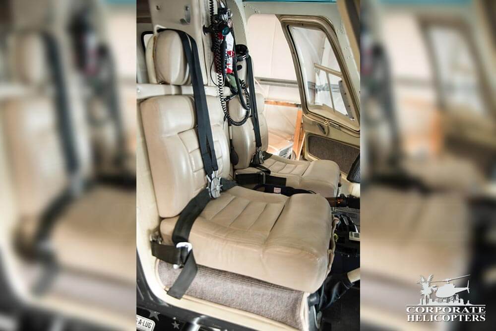 Leather seats of a 1981 Bell 206 BIII JetRanger helicopter