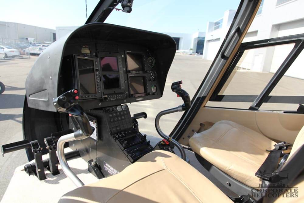 Front seats and avionics of a 2006 Eurocopter EC120 helicopter