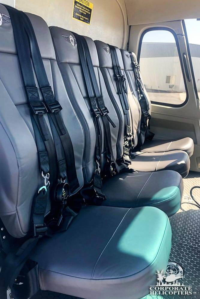 Rear row of 4 seats in a 2011 Eurocopter AS350 B2 helicopter