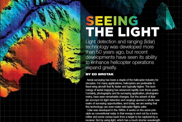Screen capture of a 2019 Vertical Magazine article about LiDAR. Headline reads: Seeing the Light