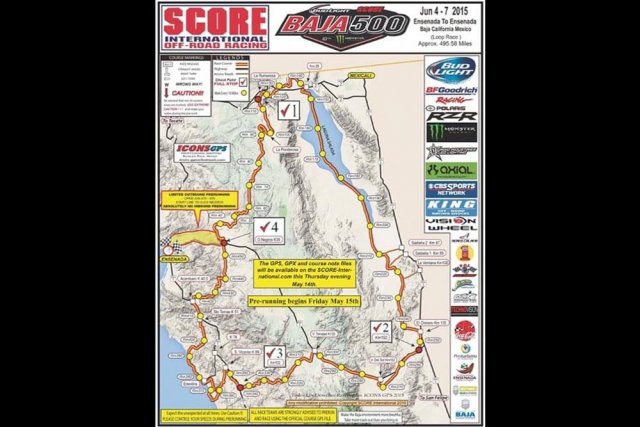 Map of the 47th Annual Bud Light SCORE Baja 500