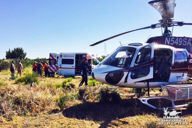 Medivac helicopter and ambulance