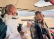 Santa flying with Corporate Helicopters over San Diego.