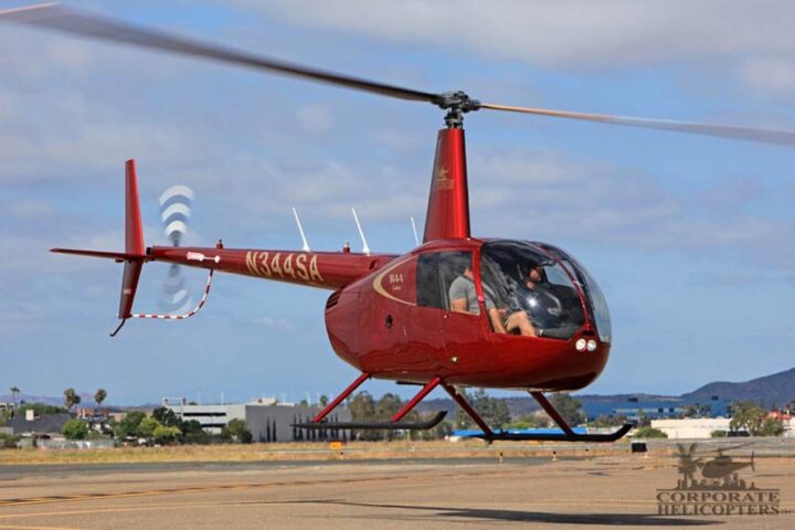2017 Robinson R44 Cadet helicopter lifts off