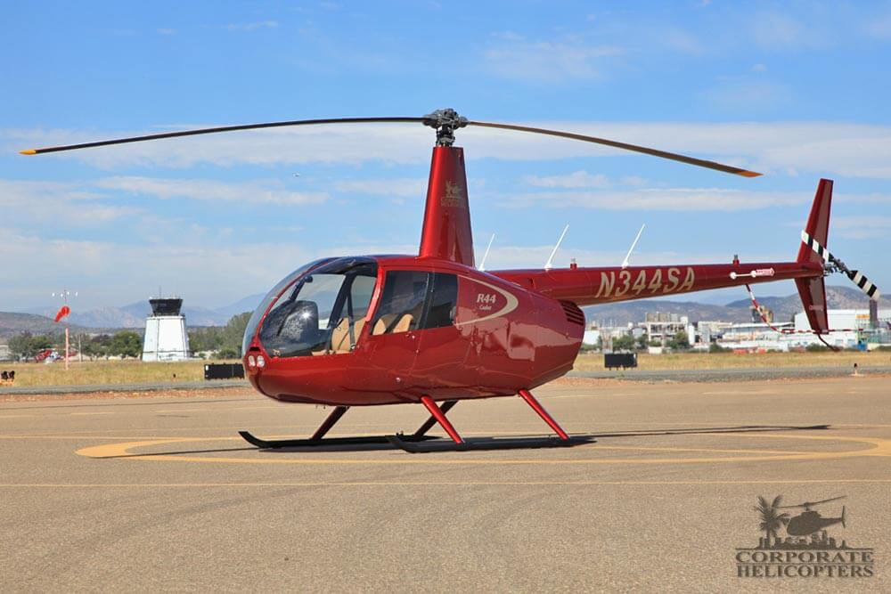 2017 Robinson R44 Cadet helicopter landed on an airfield