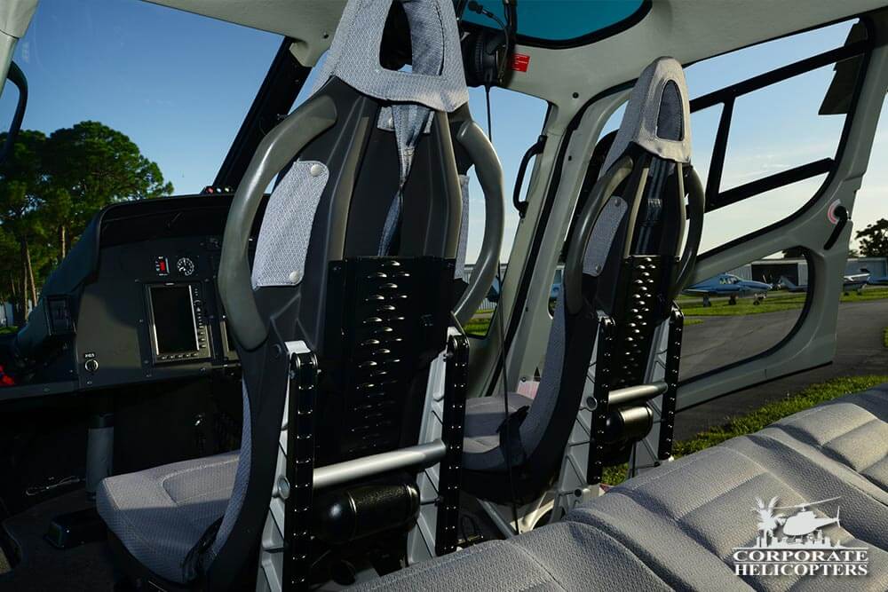View from the reat seats of a 2011 Eurocopter AS350 B2 helicopter