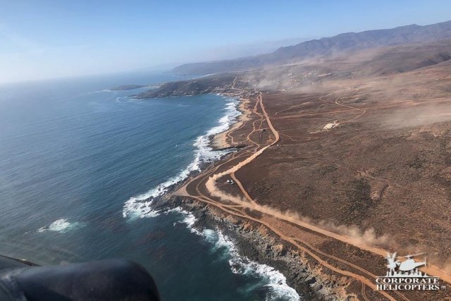 Aerial photo of Baja 400 racers shows a large dustrail