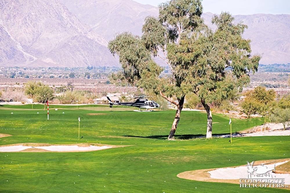 Helicopter on golf course