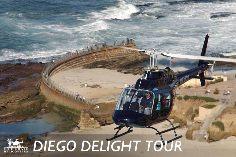 Diego Delight Tour: A helicopter flies over the Children's Pool in La Jolla, California.