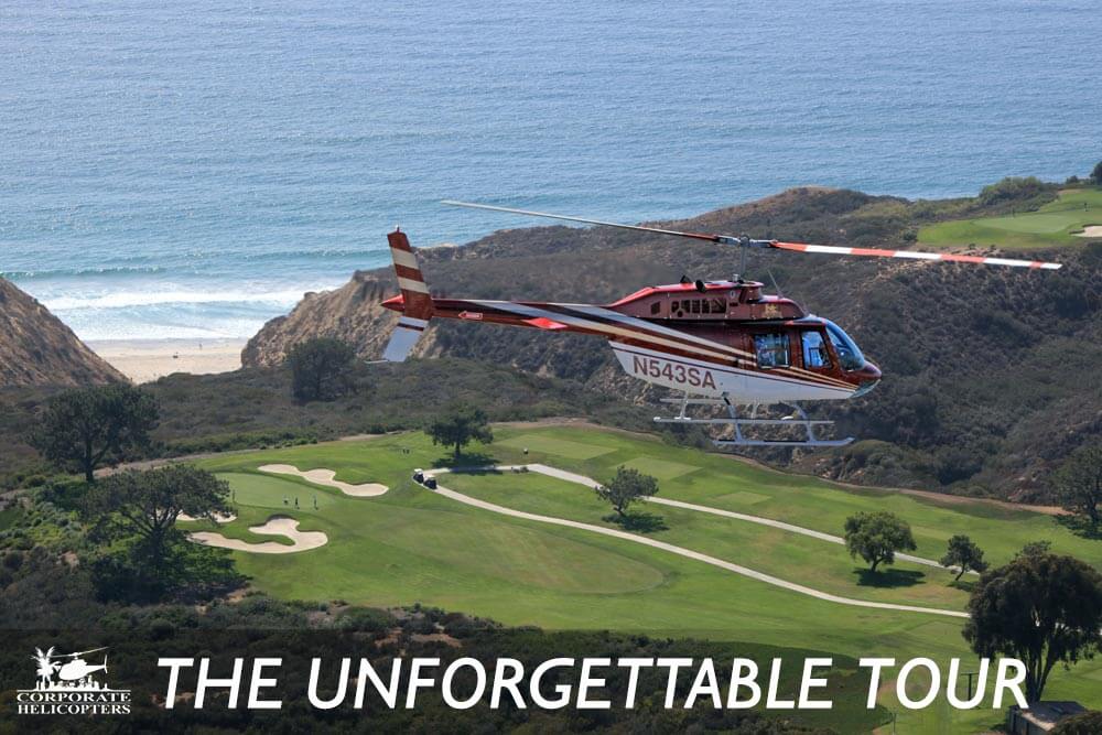 The Unforgettable Tour: A helicopter flies over Torrey Pines golf course