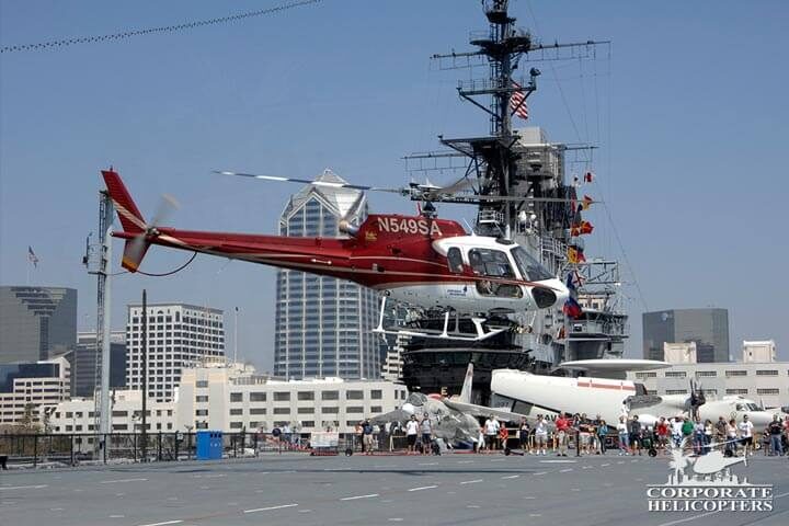Helicopter landing on the Midway aircraft carrier