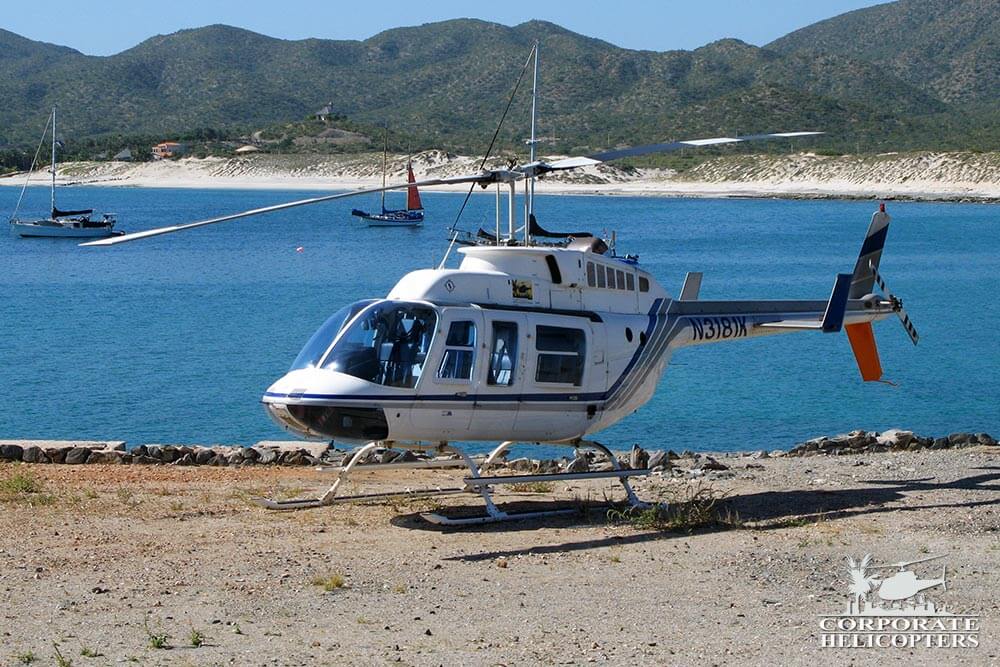 Bell Longranger landed next to the ocean in Baja