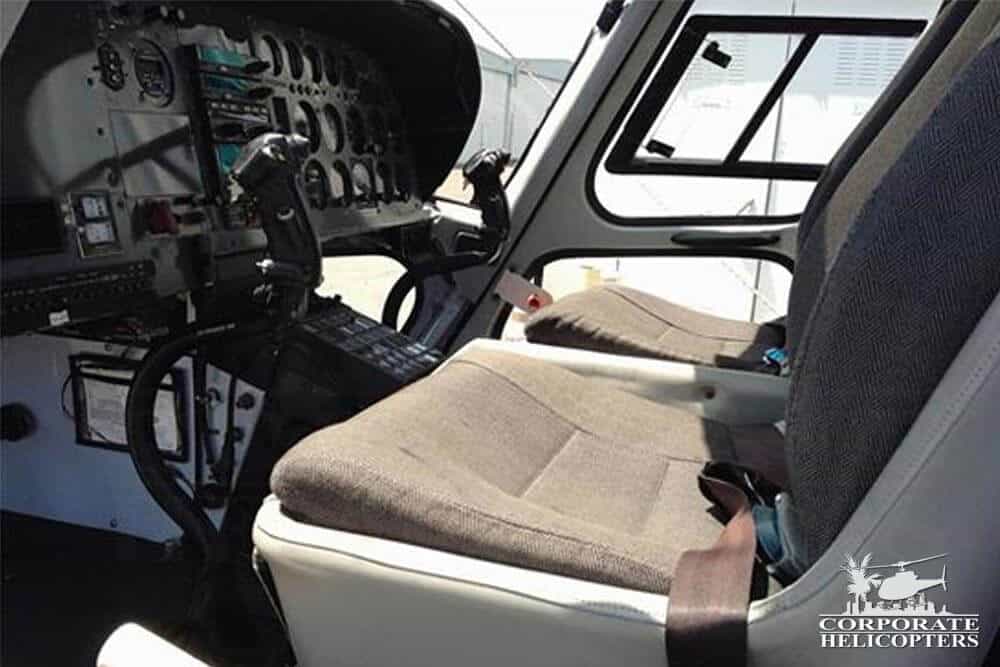 Front seats of a 1990 Eurocopter AS350 BA helicopter