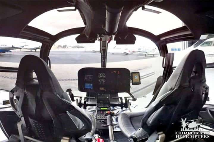 View from the back seats of a 1999 Eurocopter EC120 B helicopter
