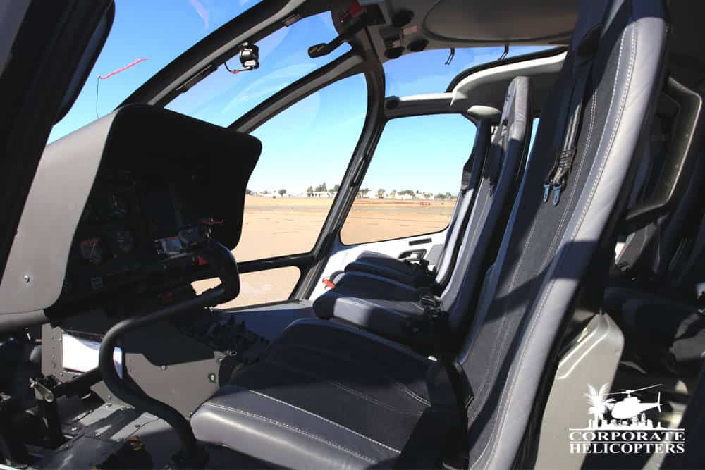 Front seats of a 2013 Eurocopter EC130 T2 helicopter