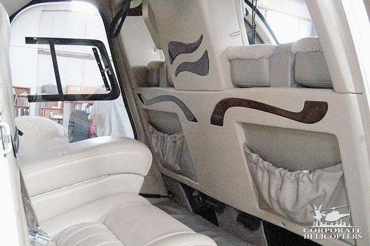 Rear seats of a 1993 McDonnell Douglas MD 520 Notar helicopter
