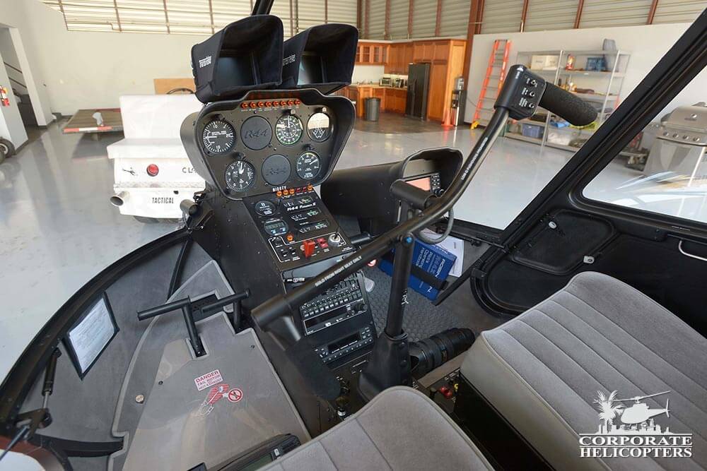 Flight controls of a 2012 Robinson R44 Raven II helicopter
