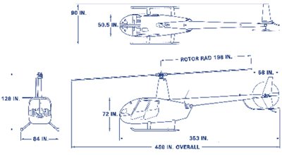 R44 Raven I and II dimensions