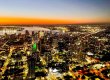 Downtown San Diego aerial photo at at night