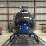 2001 EC 120 helicopter in hangar, shown from the front