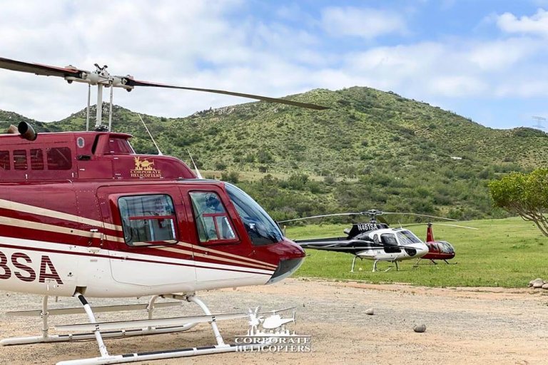3 of Corporate Helicopters fleet helicopters landed at Horsepower Ranch in Ensenada