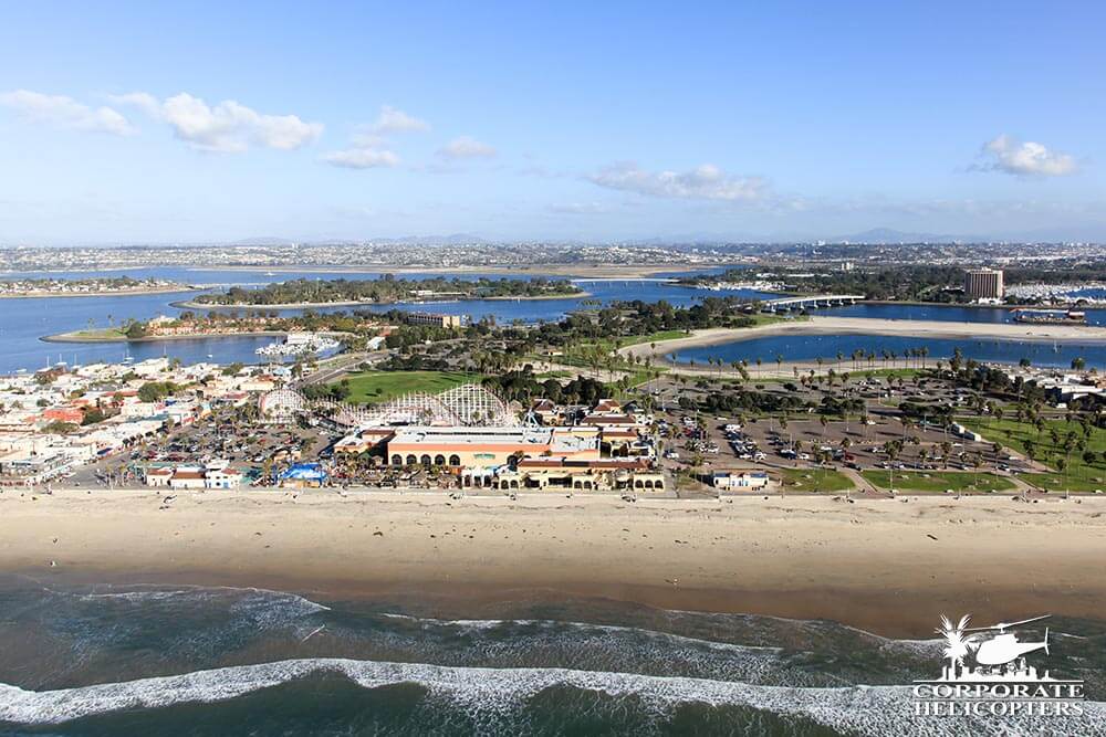 Aerial photo of Belmont Park, Mission Bay.