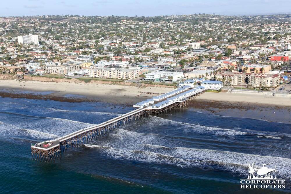 Aerial photo of Crystal Pier, Pacific Beach.