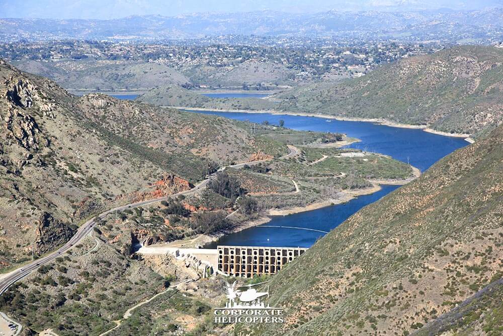 Lake Hodges, photographed from the air during a helicopter tour from Corporate Helicopters of San Diego.