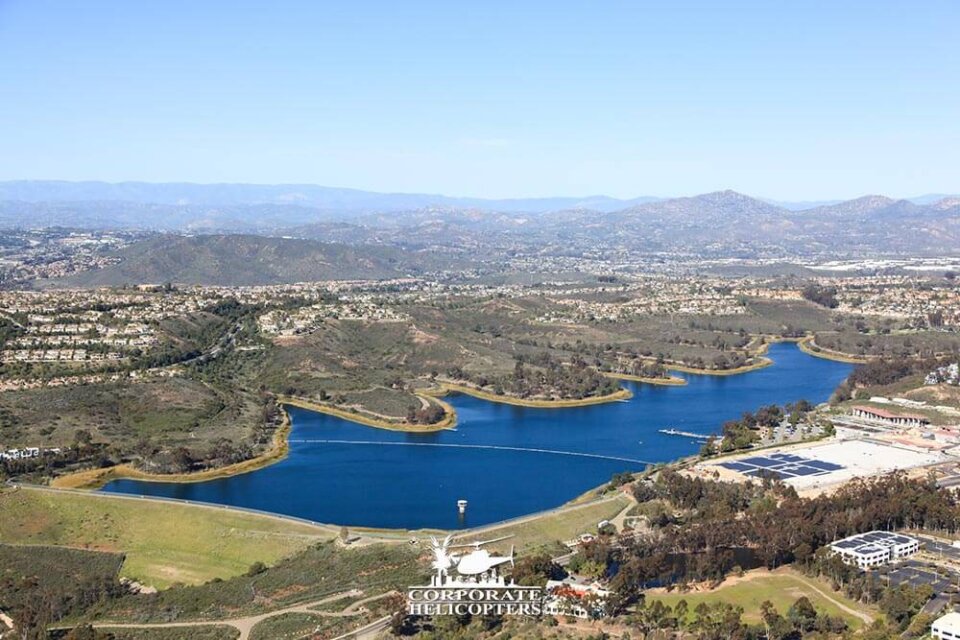 Miramar Reservoir, photographed from the air during a helicopter tour from Corporate Helicopters of San Diego.
