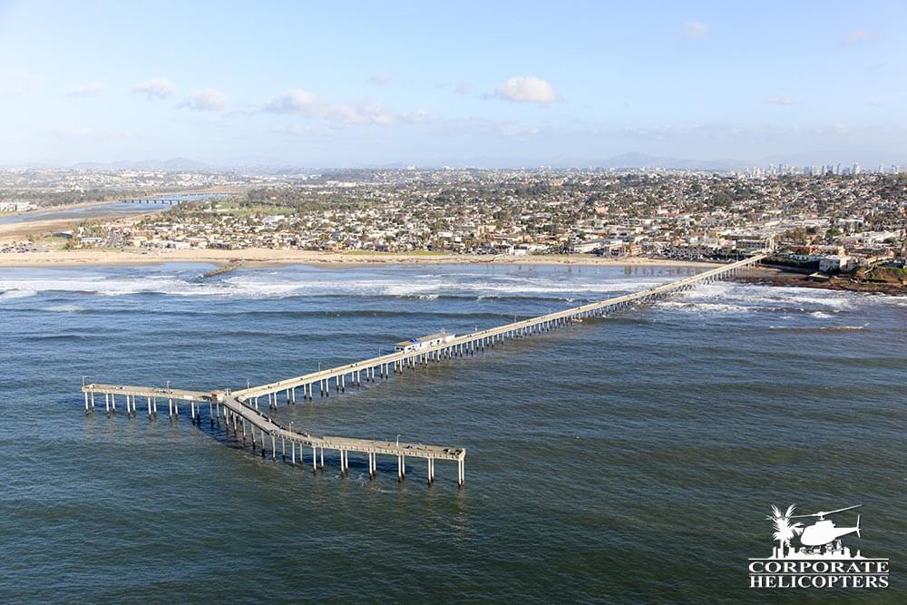 Aerial photo of Ocean Beach Pier.