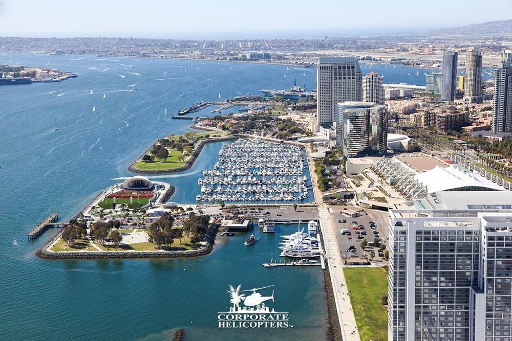 San Diego Bay, photographed from the air during a helicopter tour from Corporate Helicopters of San Diego.