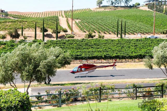 Helicopter landed at a winery