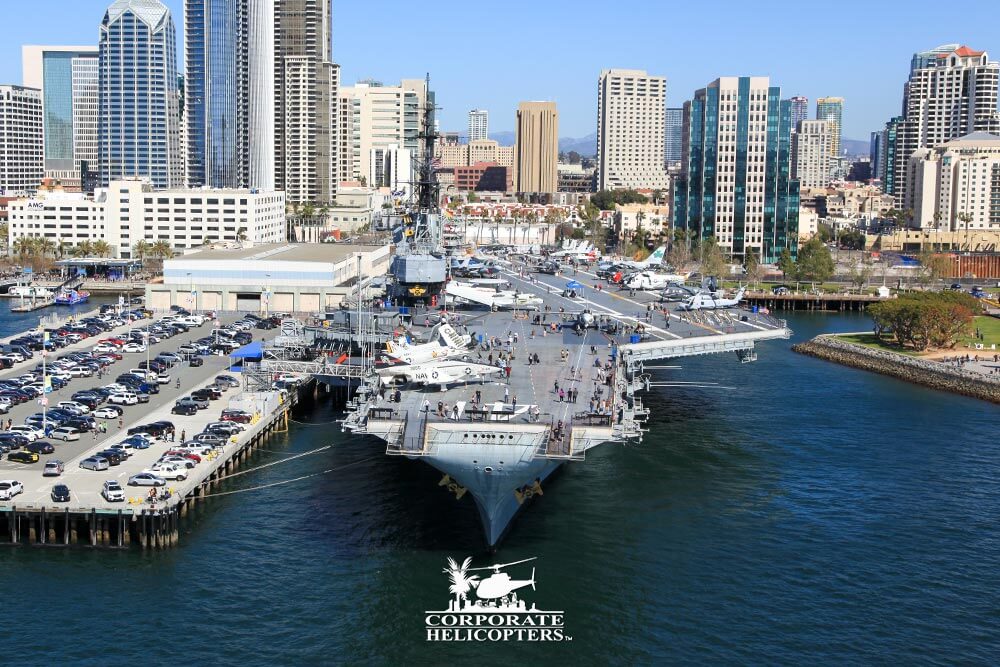 The USS Midway Museum, photographed from a helicopter tour from Corporate Helicopters of San Diego.