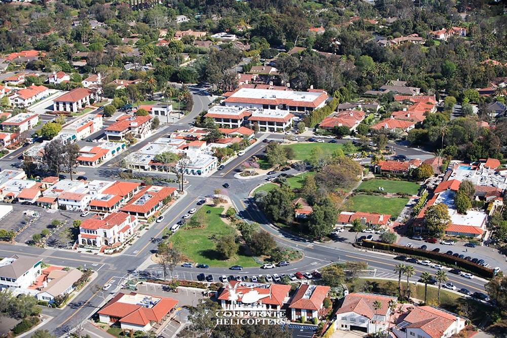 Village Rancho Santa Fe., photographed from the air during a helicopter tour from Corporate Helicopters of San Diego.