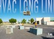 HVAC unit being lifted in the air. Text overlay reads: HVAC LONG LINE