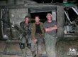 Ivor Shier, poses with 2 others in a helicopter on the set of the Terminator Salvation.