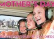 A mom with daughters. Text reads: Mother's Day Helicopter Tour of San Diego.