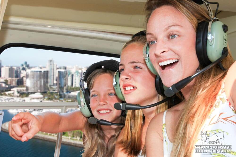 A Mother and 2 daughters on a helicopter tour