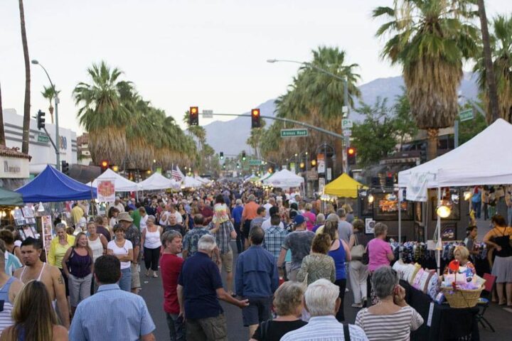 People at a street fair in Palm Springs
