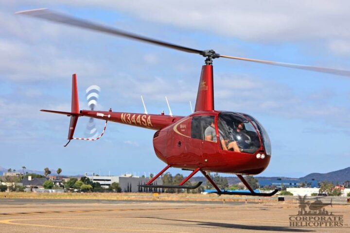 Robinson R44 Cadet helicopter lifts off