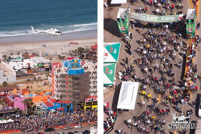 2 aerial photos of the 2005 Rosarito Ensensada bike race
