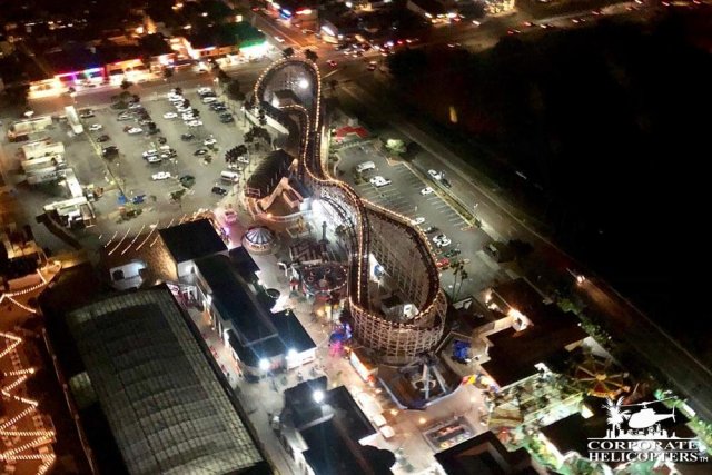 Aerial shot of Belmont Park at night
