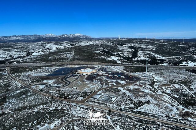 Aerial photo of snow in the Live Oak Springs area of California